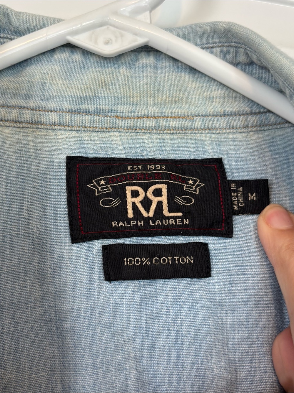 RRL by Ralph Lauren Women's Light Wash Denim Western Shirt Size Medium - Picture 3 of 8